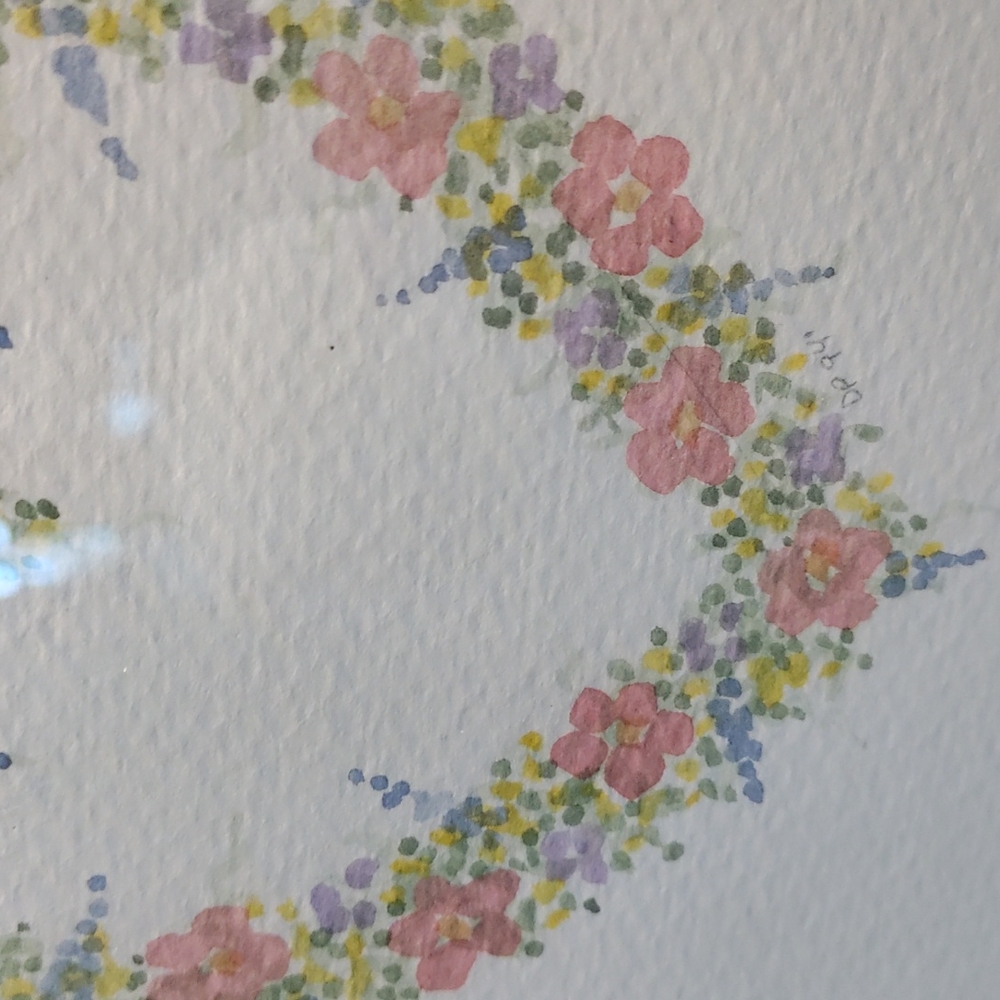 Vintage Framed signed floral watercolor heart - Picture 6 of 16